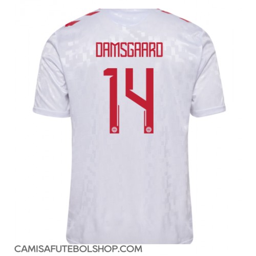 Camisa de time de futebol Dinamarca Mikkel Damsgaard #14 Replicas 2º Equipamento Europeu 2024 Manga Curta